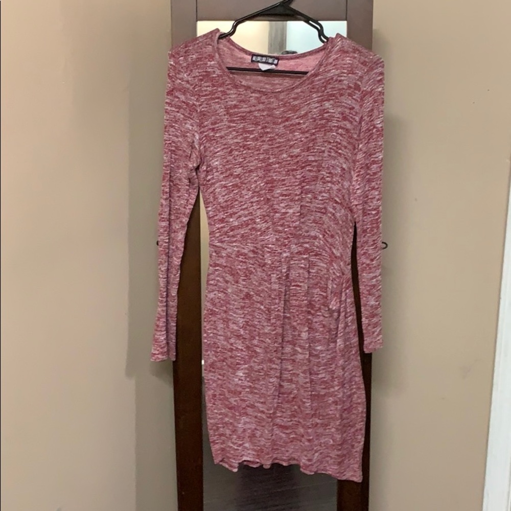 Burgundy Gray Thin Sweater Dress Medium